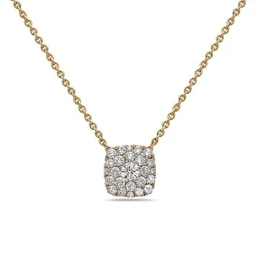 18K Yellow Gold Square Women's Necklace With 0.51 CT Diamonds