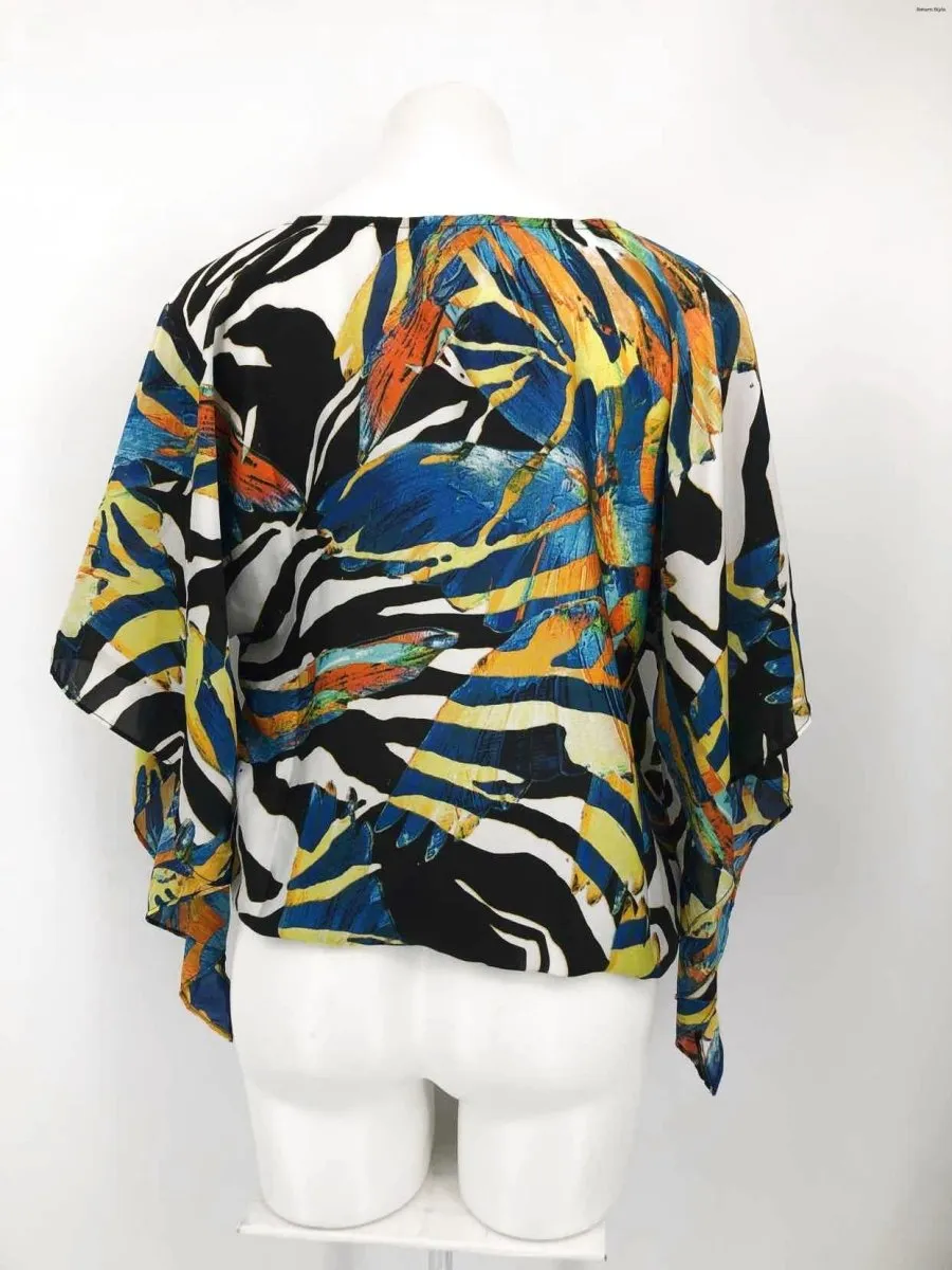 ALBERTO Black Blue Multi Print Size SMALL (S) Top