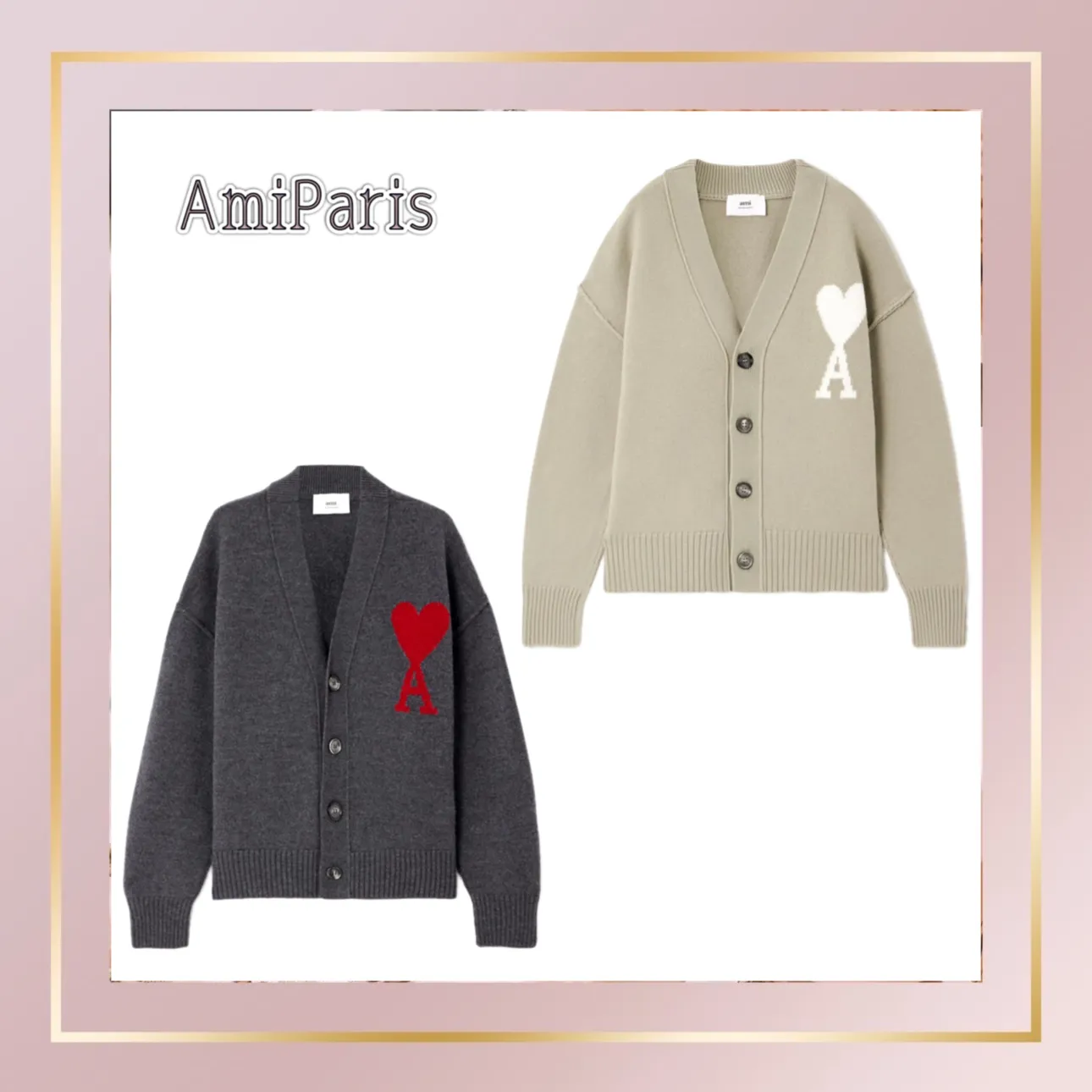 AMI PARIS  |Casual Style Wool Long Sleeves Plain Office Style