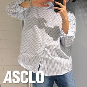 ASCLO  |Stripes Casual Style Unisex Street Style Long Sleeves