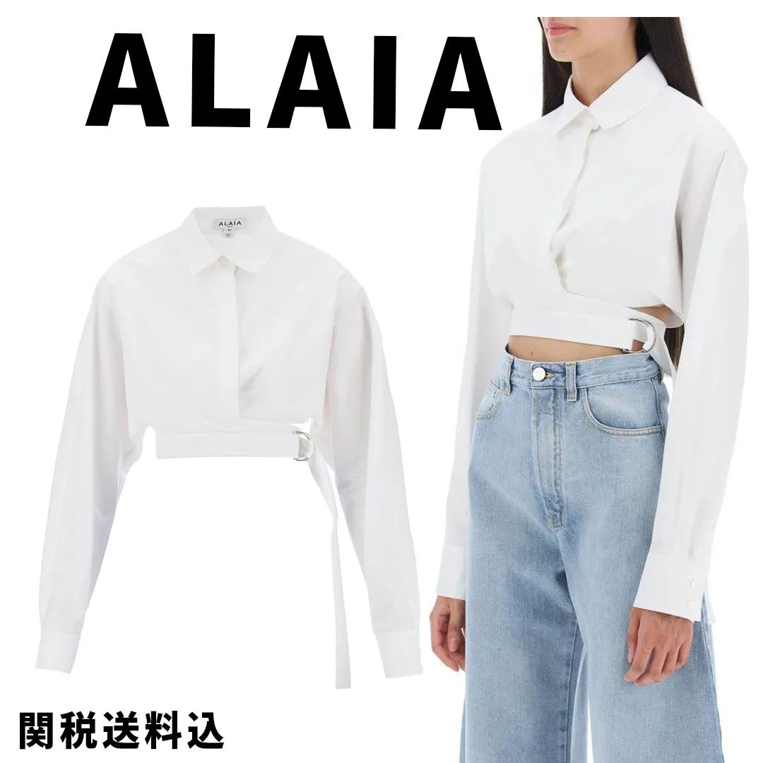 Azzedine Alaia  |Casual Style Long Sleeves Plain Cotton Party Style