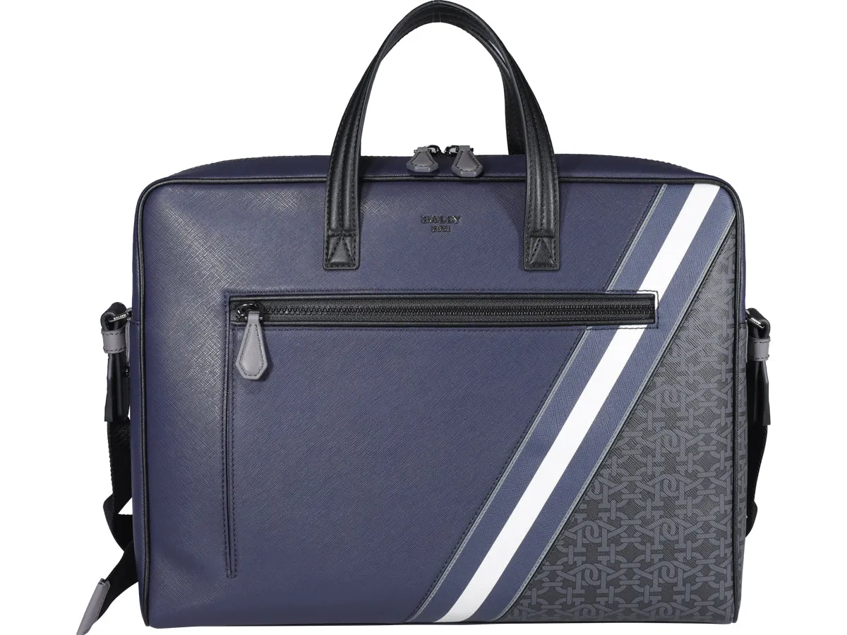 Bally Logo Stripe Zipped Briefcase