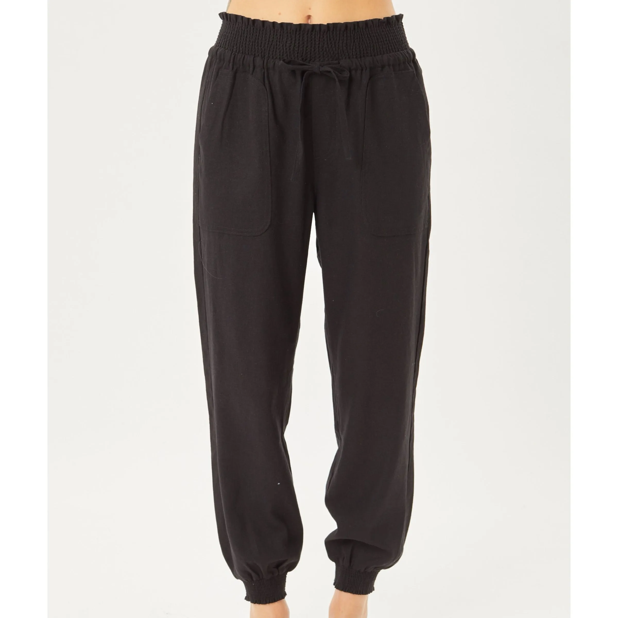 Beach Retreat Linen Pants Black