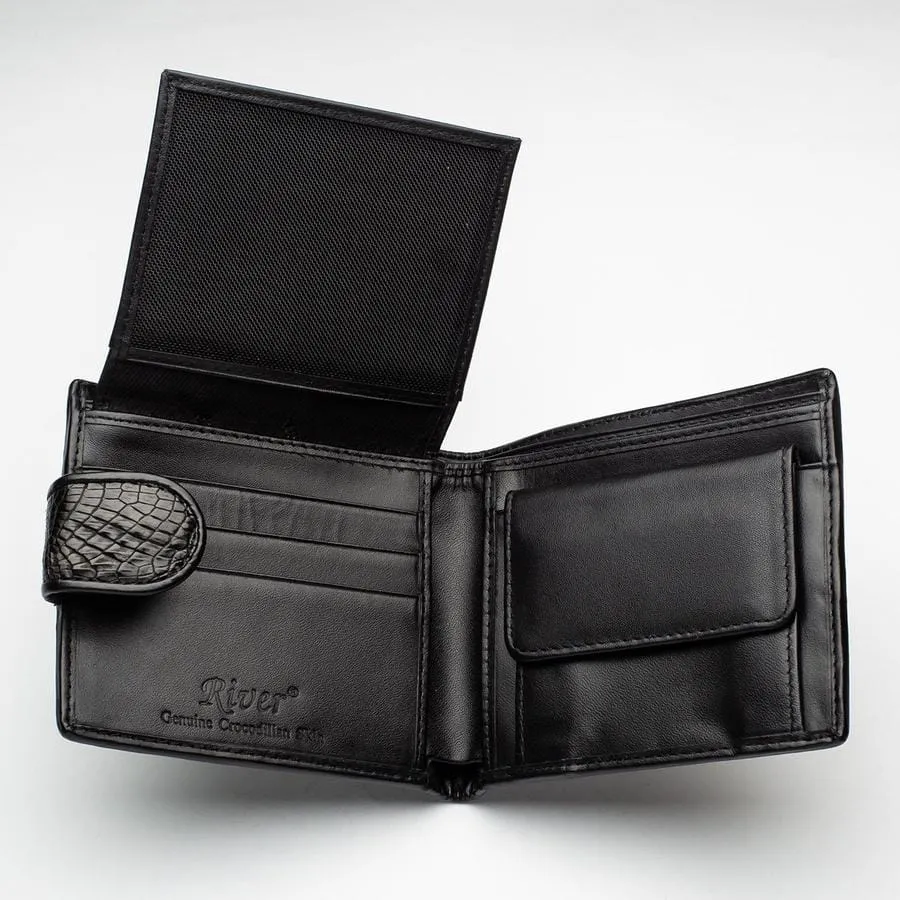 Black Crocodile Hornback Skin Wallets