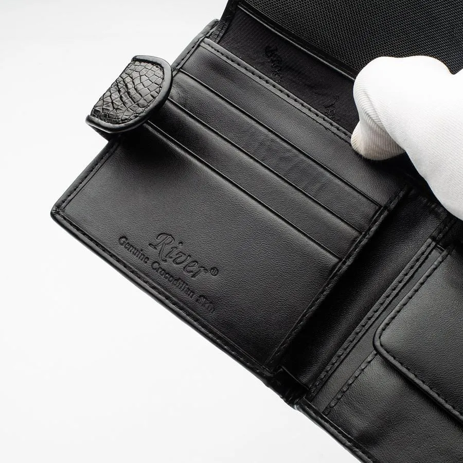 Black Crocodile Hornback Skin Wallets