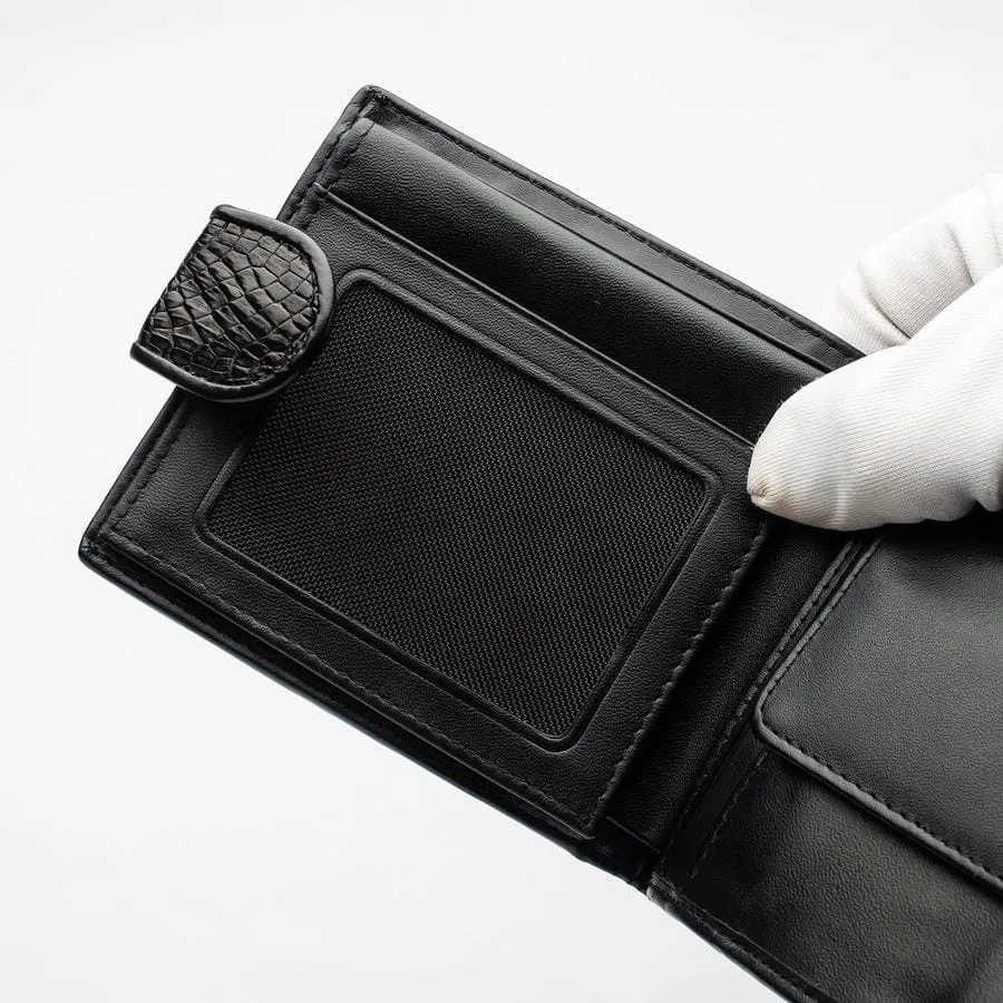 Black Crocodile Hornback Skin Wallets