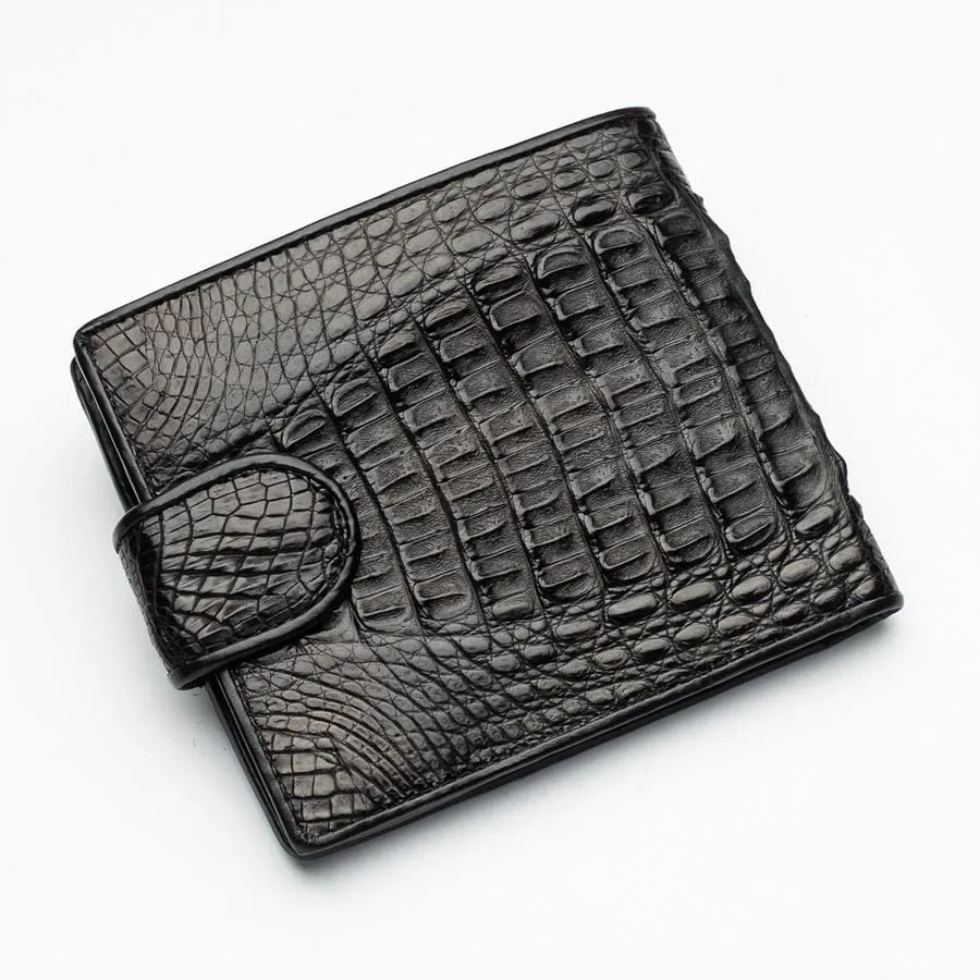 Black Crocodile Hornback Skin Wallets