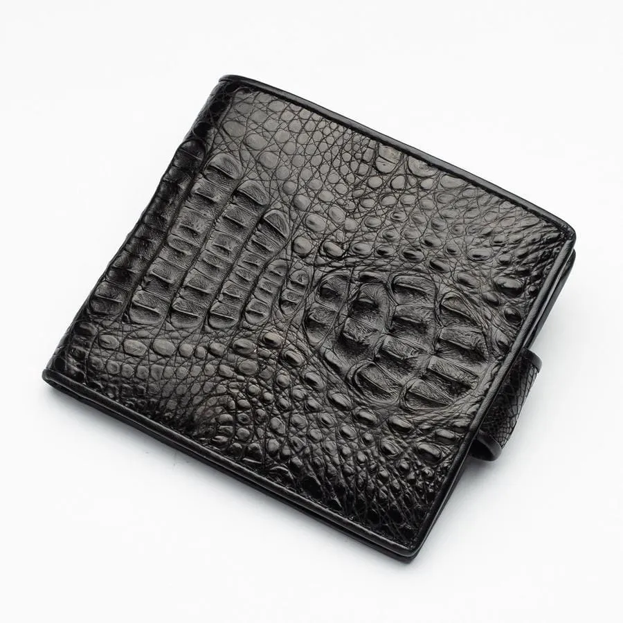 Black Crocodile Hornback Skin Wallets