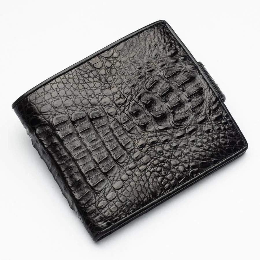 Black Crocodile Hornback Skin Wallets