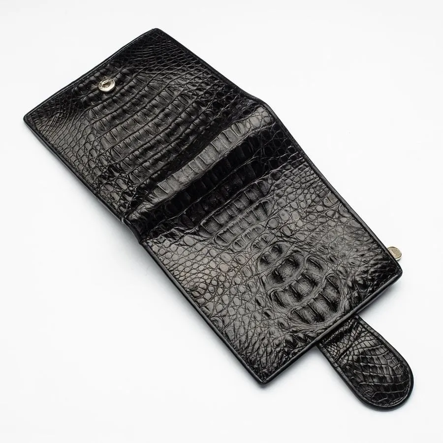 Black Crocodile Hornback Skin Wallets