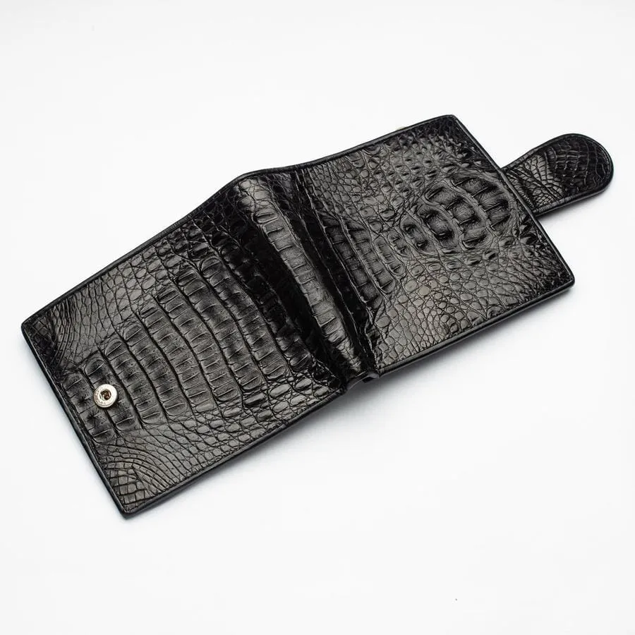 Black Crocodile Hornback Skin Wallets