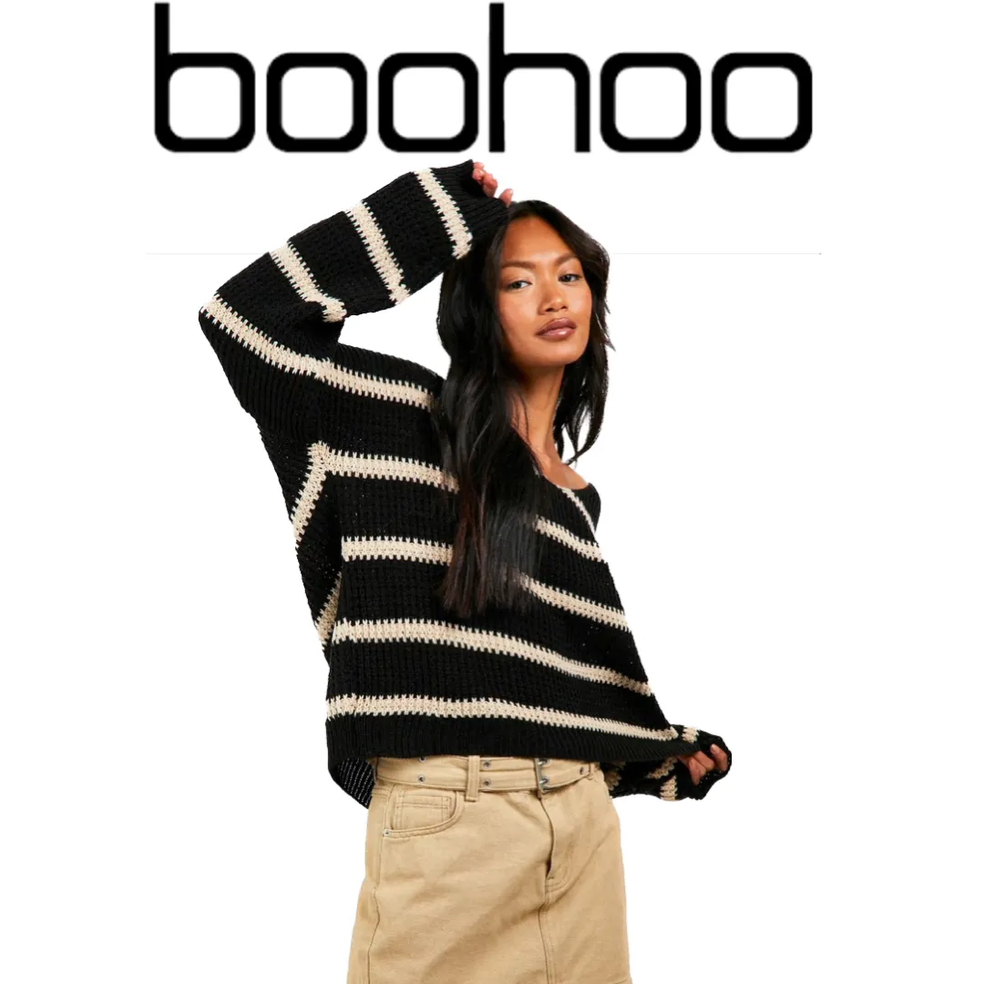 boohoo  |Stripes Casual Style Long Sleeves Party Style Office Style