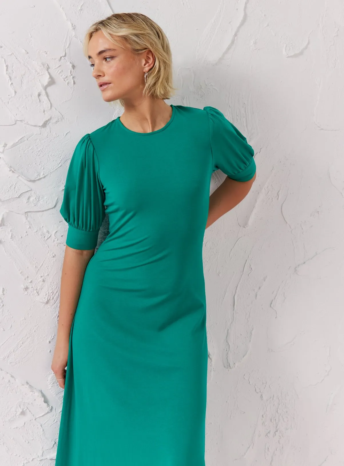 Buy EVERBELLE Green Puff Sleeve Open Back Midi Dress 14 | Dresses | Tu