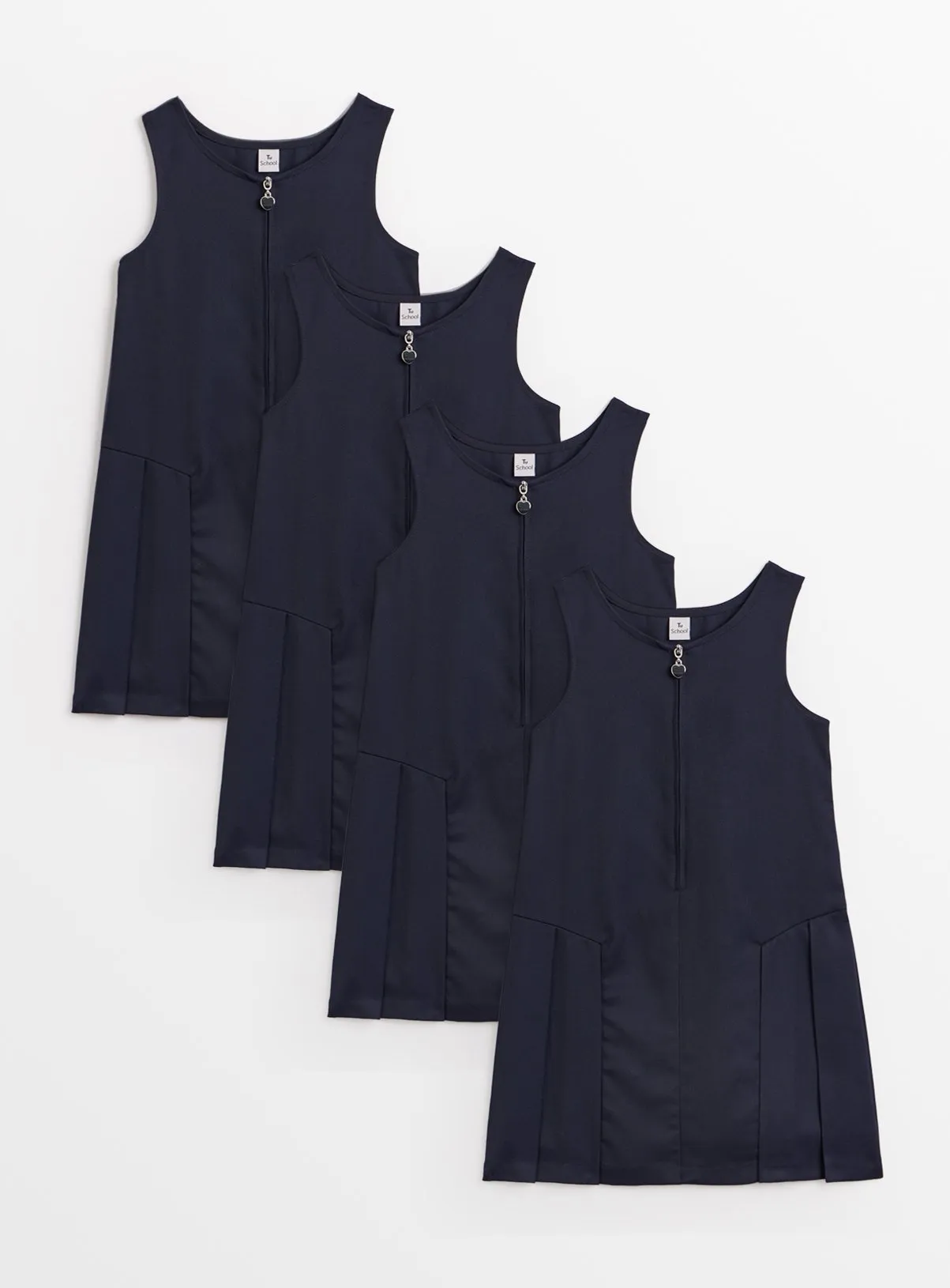 Buy Navy Zip-Through Pinafore 4 Pack 3 years | School dresses | Tu