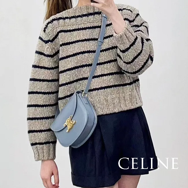 CELINE  |Stripes Casual Style Unisex Wool Boat Neck Long Sleeves