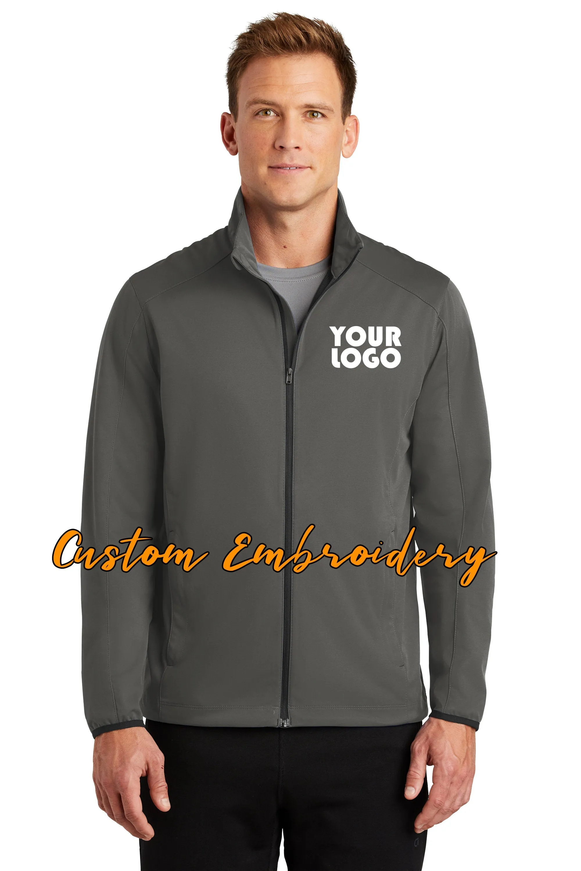 Custom Embroidered Men's Active Soft Shell Jacket - Includes one 4in x 4in Embroidery - No Setup - Personalize your Jacket with 