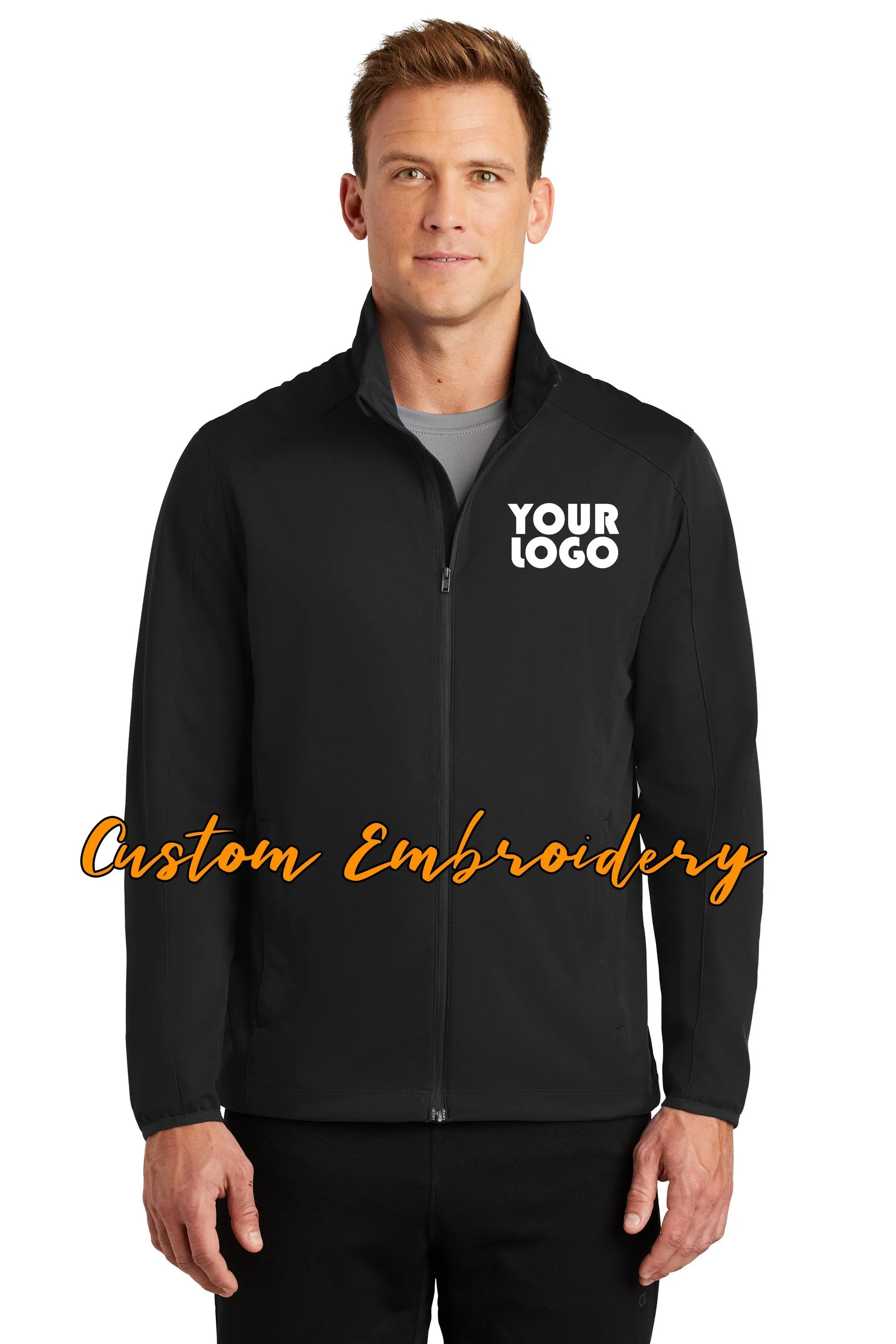 Custom Embroidered Men's Active Soft Shell Jacket - Includes one 4in x 4in Embroidery - No Setup - Personalize your Jacket with 