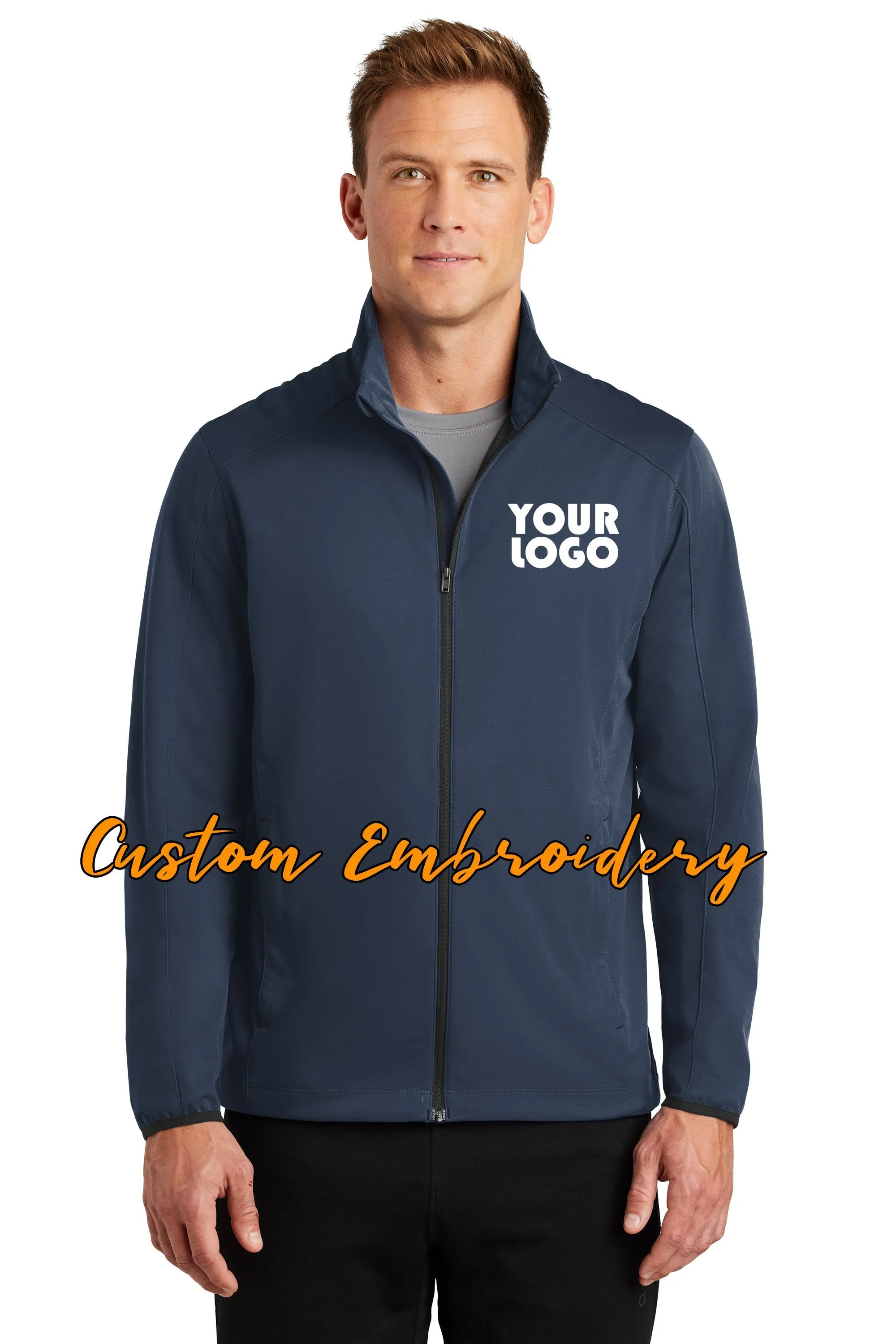 Custom Embroidered Men's Active Soft Shell Jacket - Includes one 4in x 4in Embroidery - No Setup - Personalize your Jacket with 