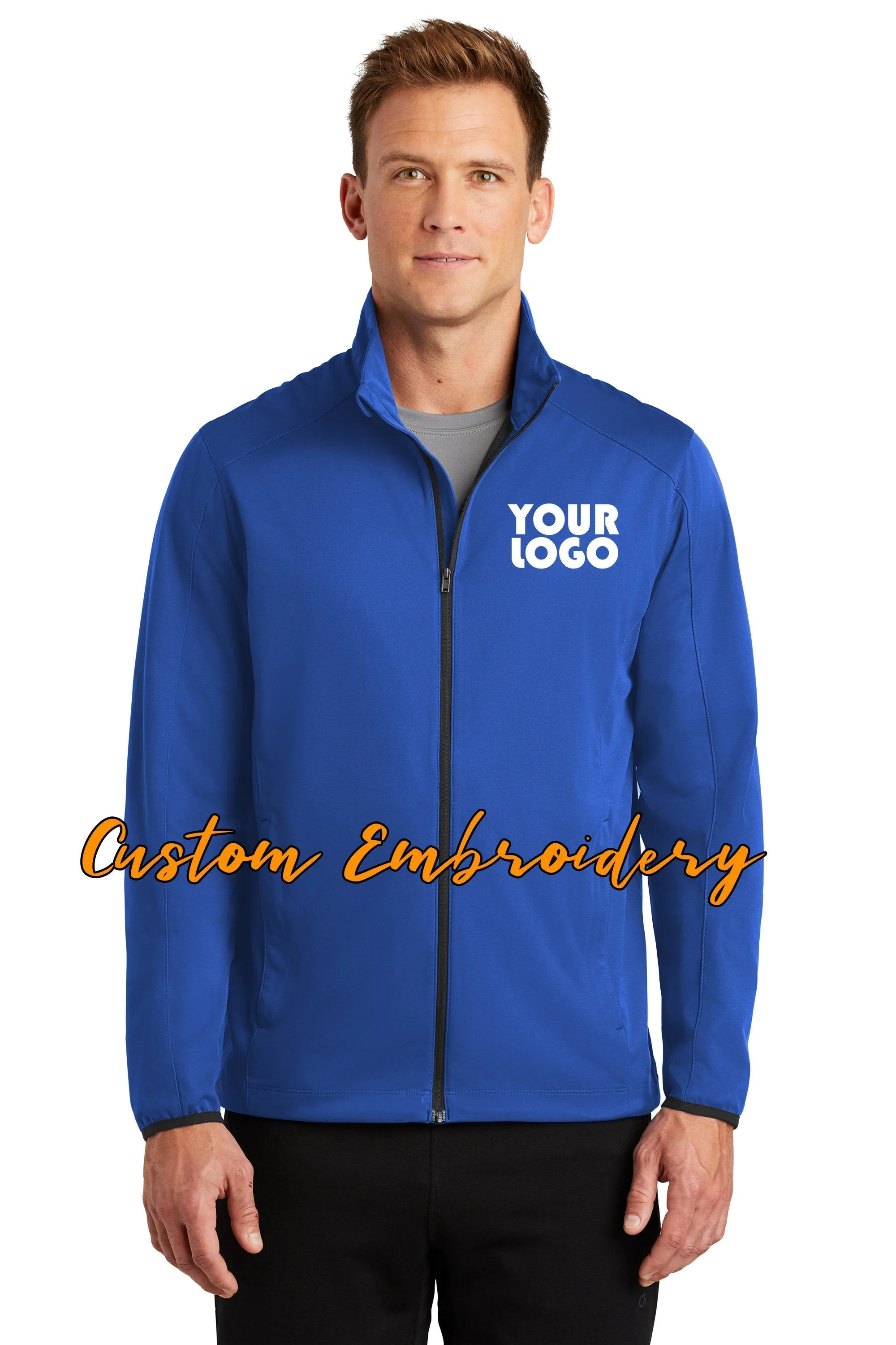 Custom Embroidered Men's Active Soft Shell Jacket - Includes one 4in x 4in Embroidery - No Setup - Personalize your Jacket with 