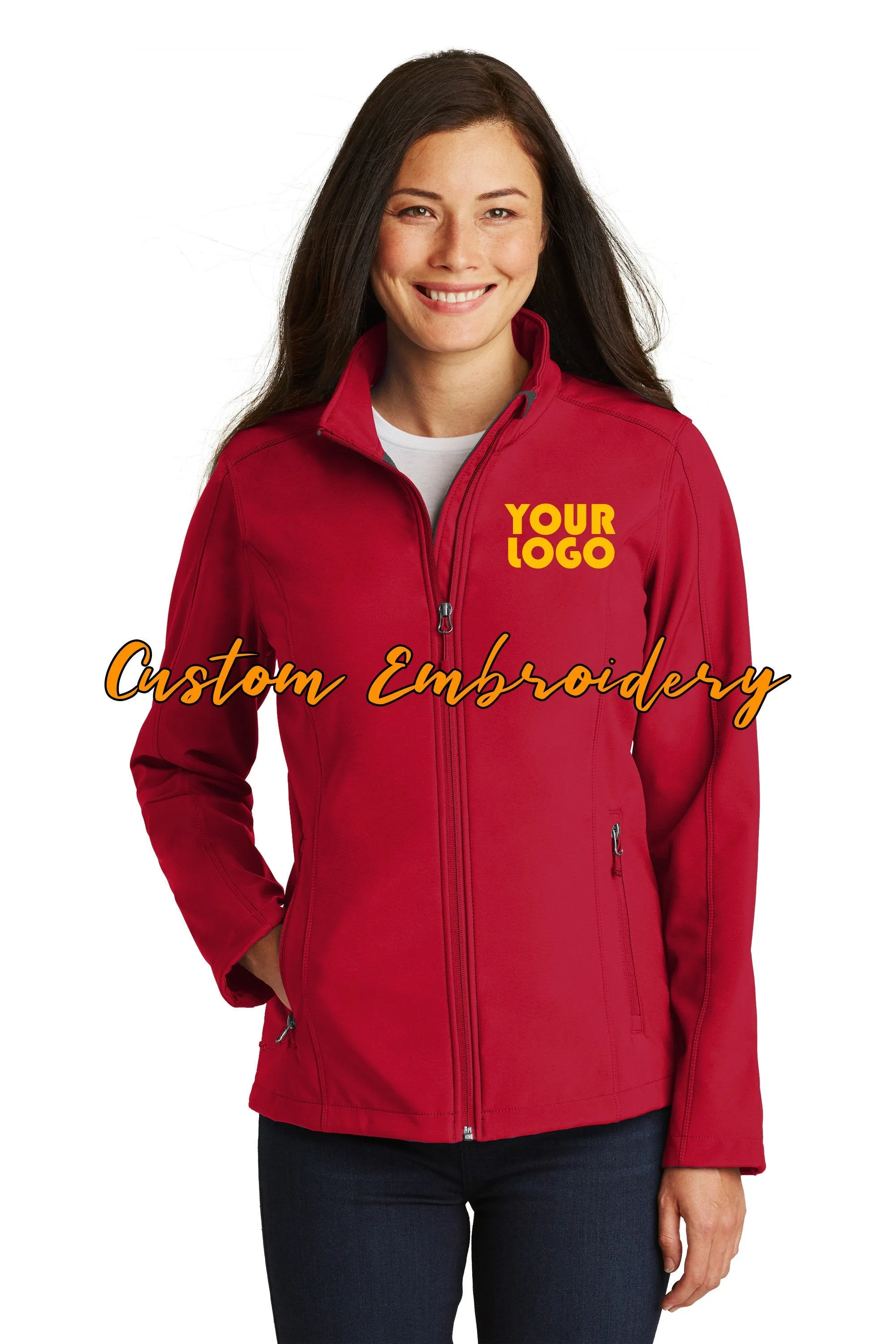 Custom Embroidery on Ladies Core Soft Shell Jacket