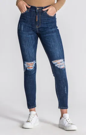 Dark Blue Core Ripped Jeans