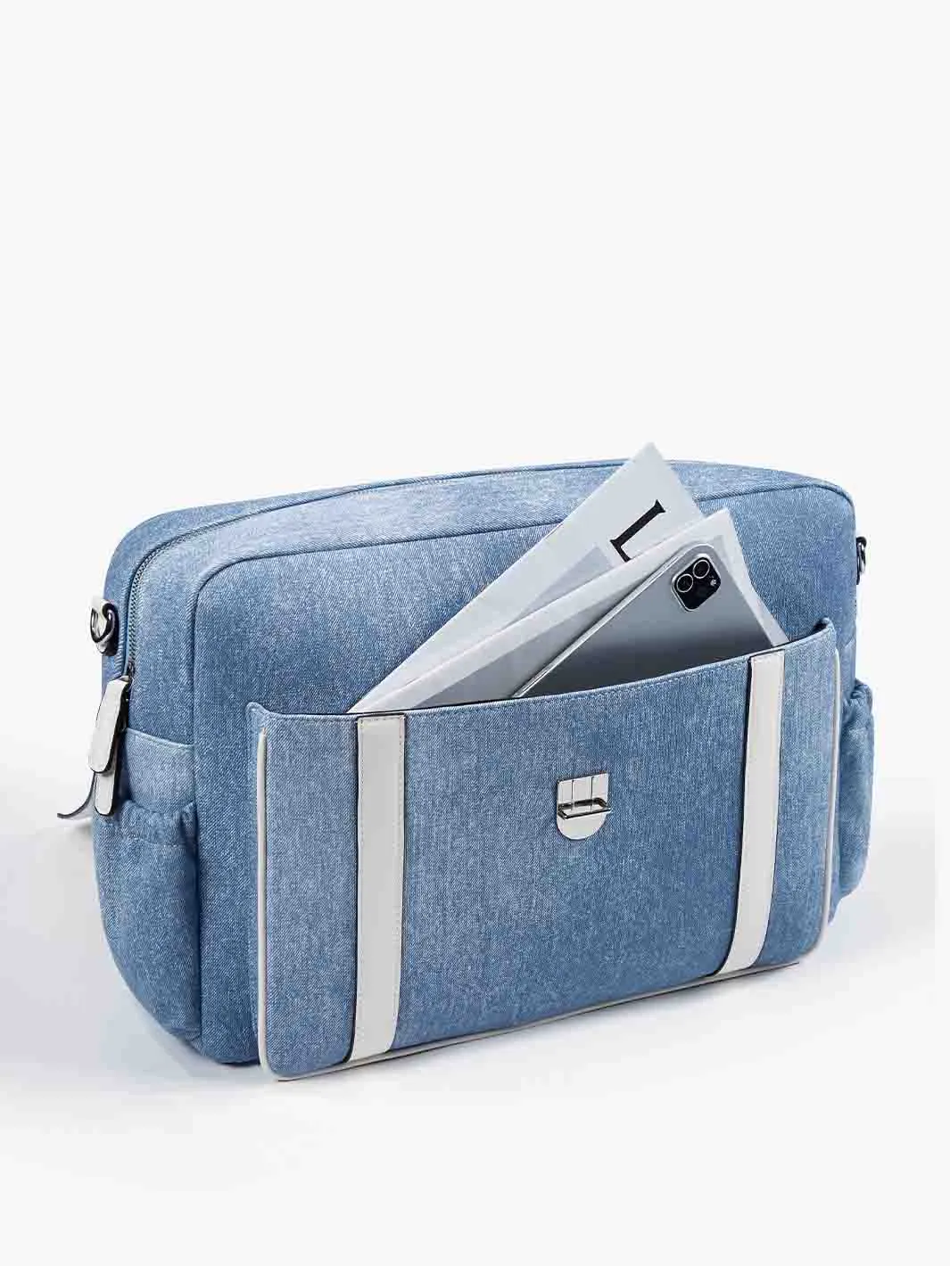 Denim-Inspired PU Fabric 15.6-Inch Briefcase