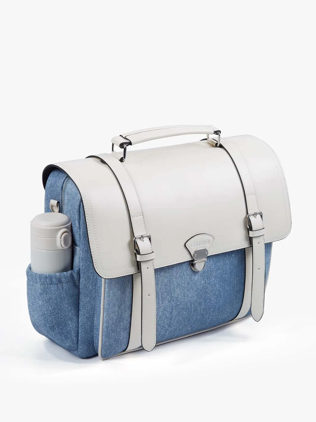 Denim-Inspired PU Fabric 15.6-Inch Briefcase