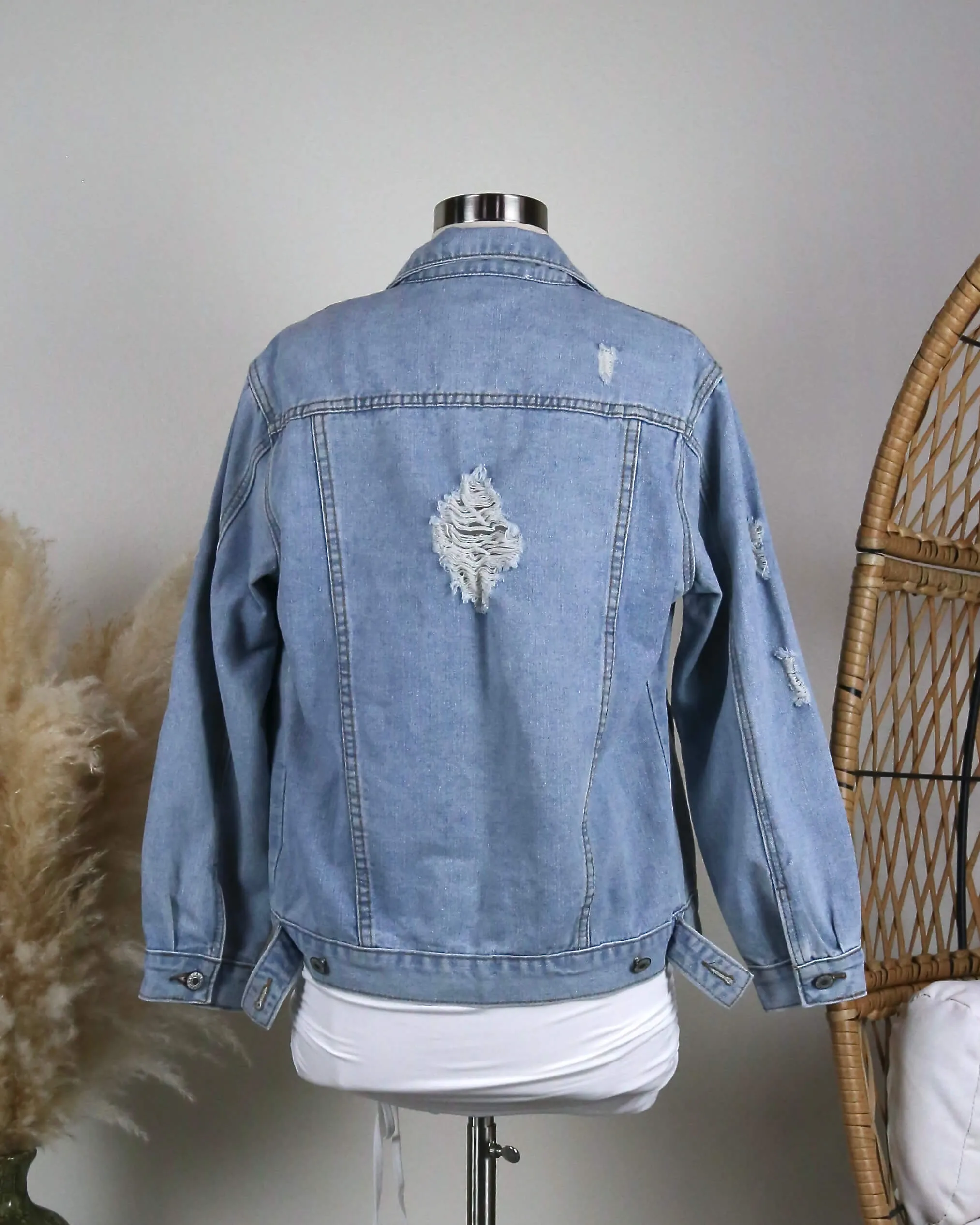 Distressed Denim Trucker Jacket