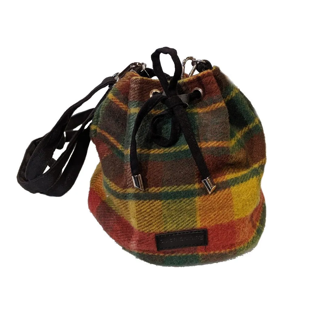 Drawstring Tartan Bucket Bag