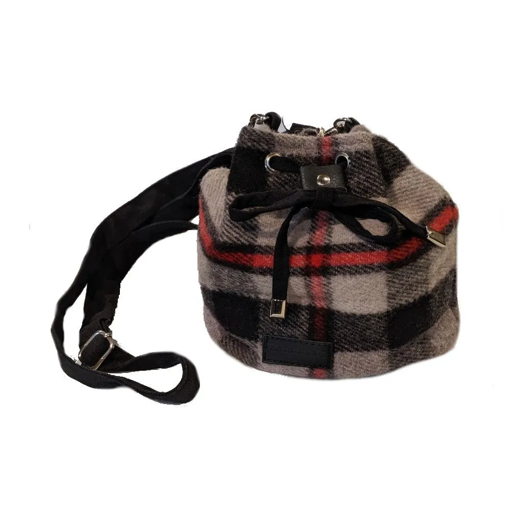 Drawstring Tartan Bucket Bag