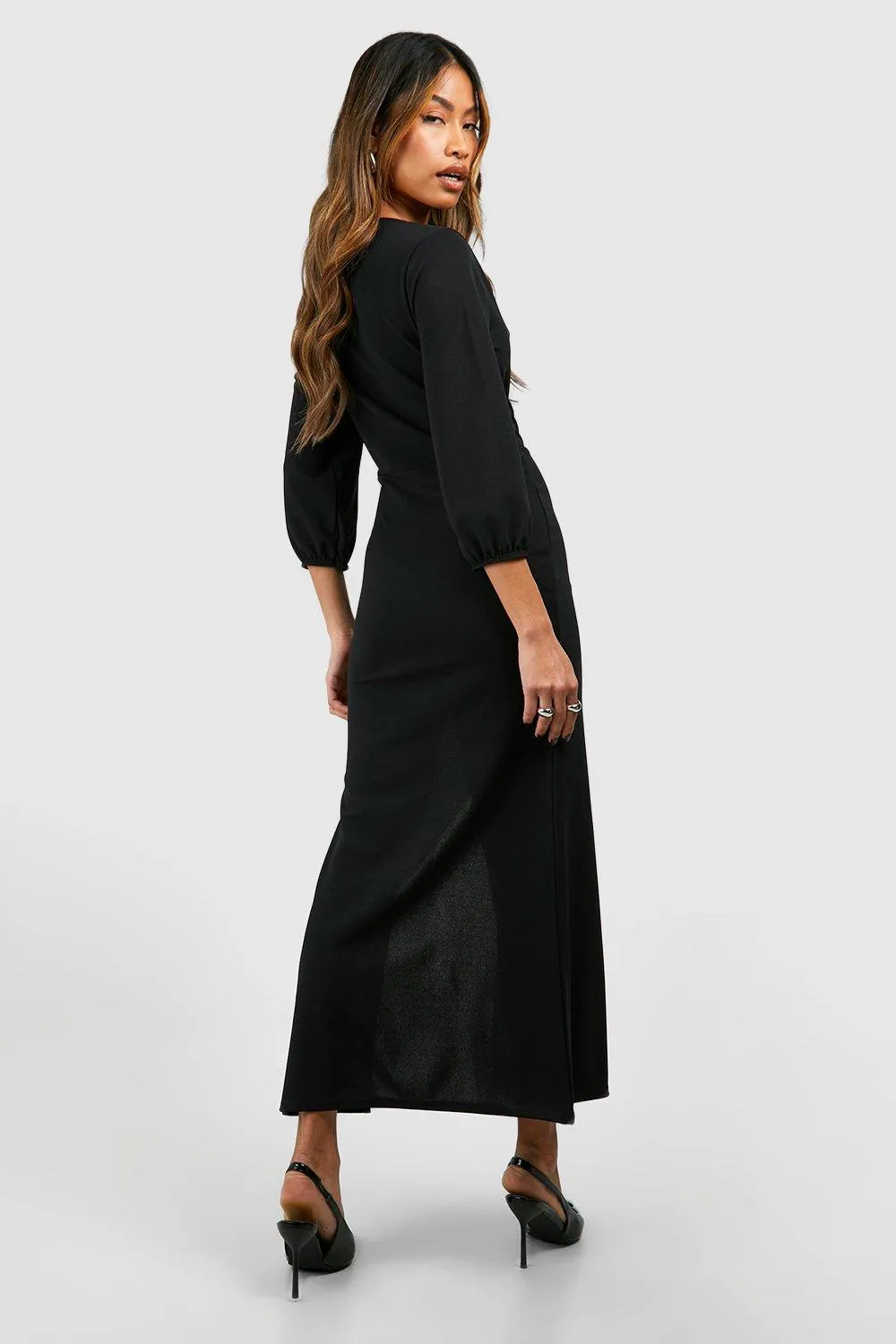 Dresses | Slash Neck Volume Sleeve Crepe Midaxi Dress | boohoo