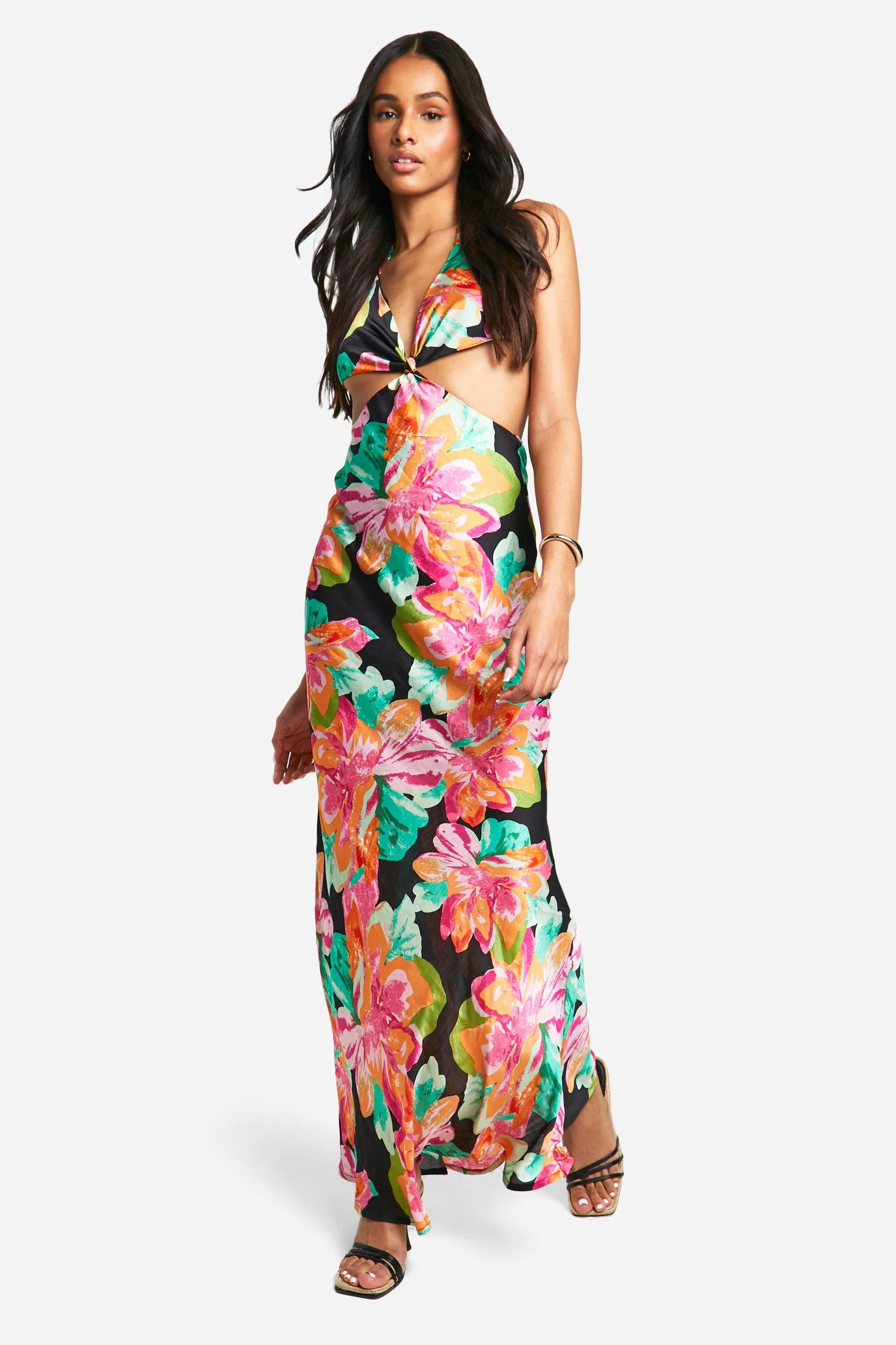 Dresses | Tall Chiffon Jacquard Floral Cut Out Maxi Dress | boohoo