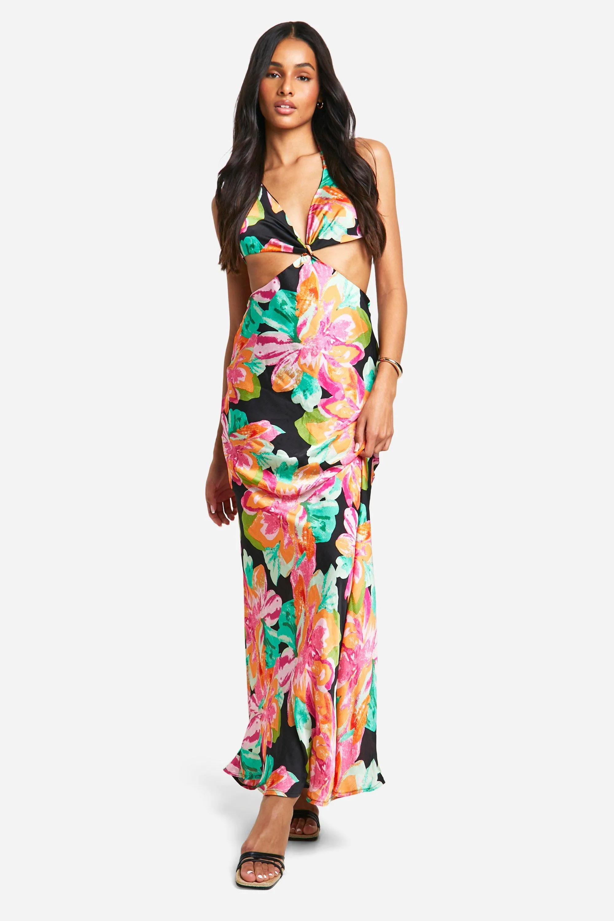 Dresses | Tall Chiffon Jacquard Floral Cut Out Maxi Dress | boohoo