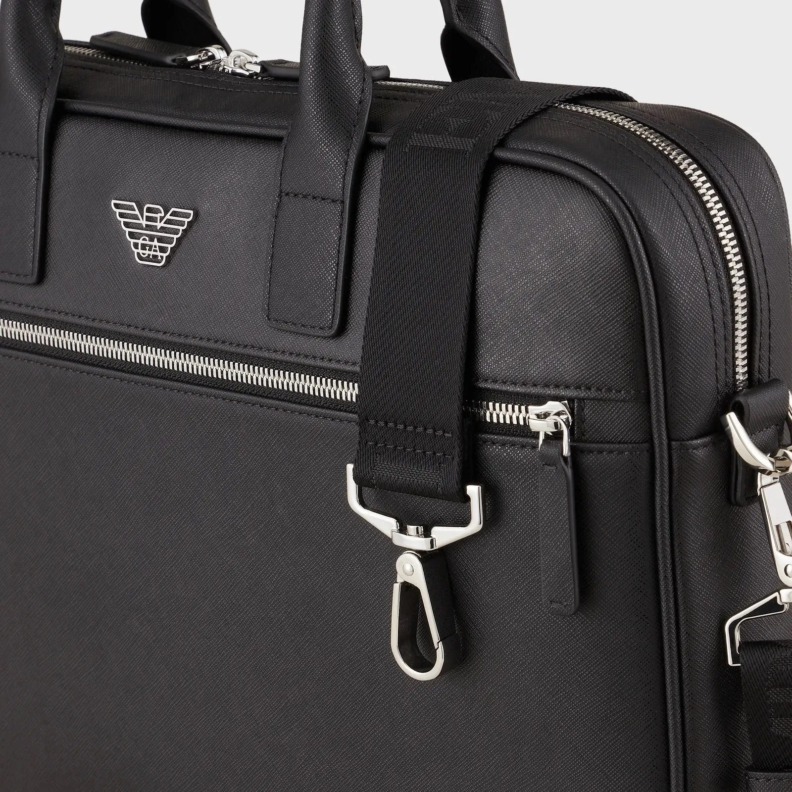 Emporio Armani Regenerated-Leather Briefcase With Eagle Plate