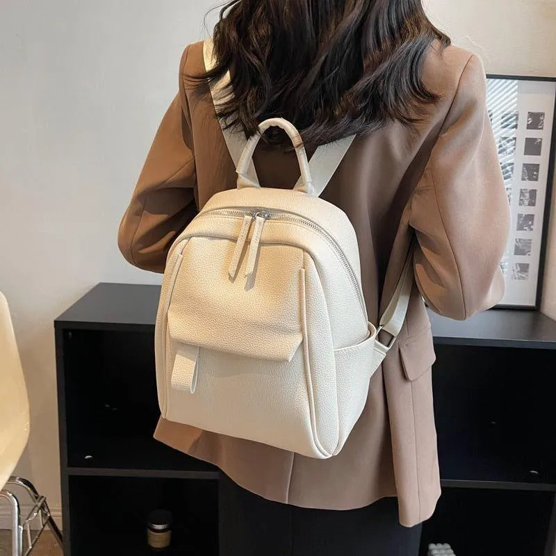 FX258 Women's Leather Soft Multi-Function Small Cool Backpack