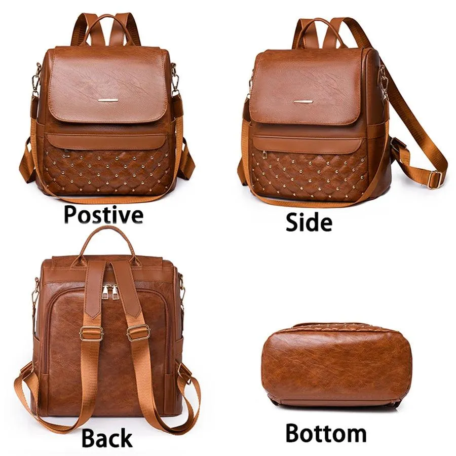 GZ235 Fashion Soft Leather Cool Backpack for Teenage Girls School