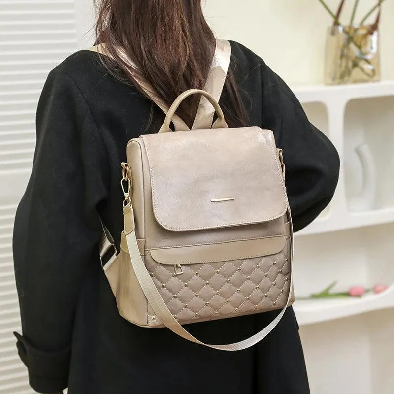 GZ235 Fashion Soft Leather Cool Backpack for Teenage Girls School