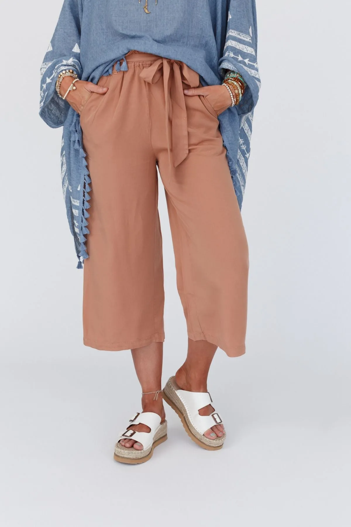 Harper Tie Waist Pants - Rust