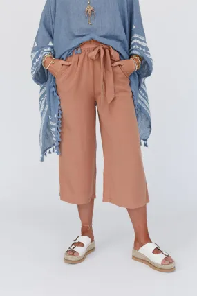 Harper Tie Waist Pants - Rust