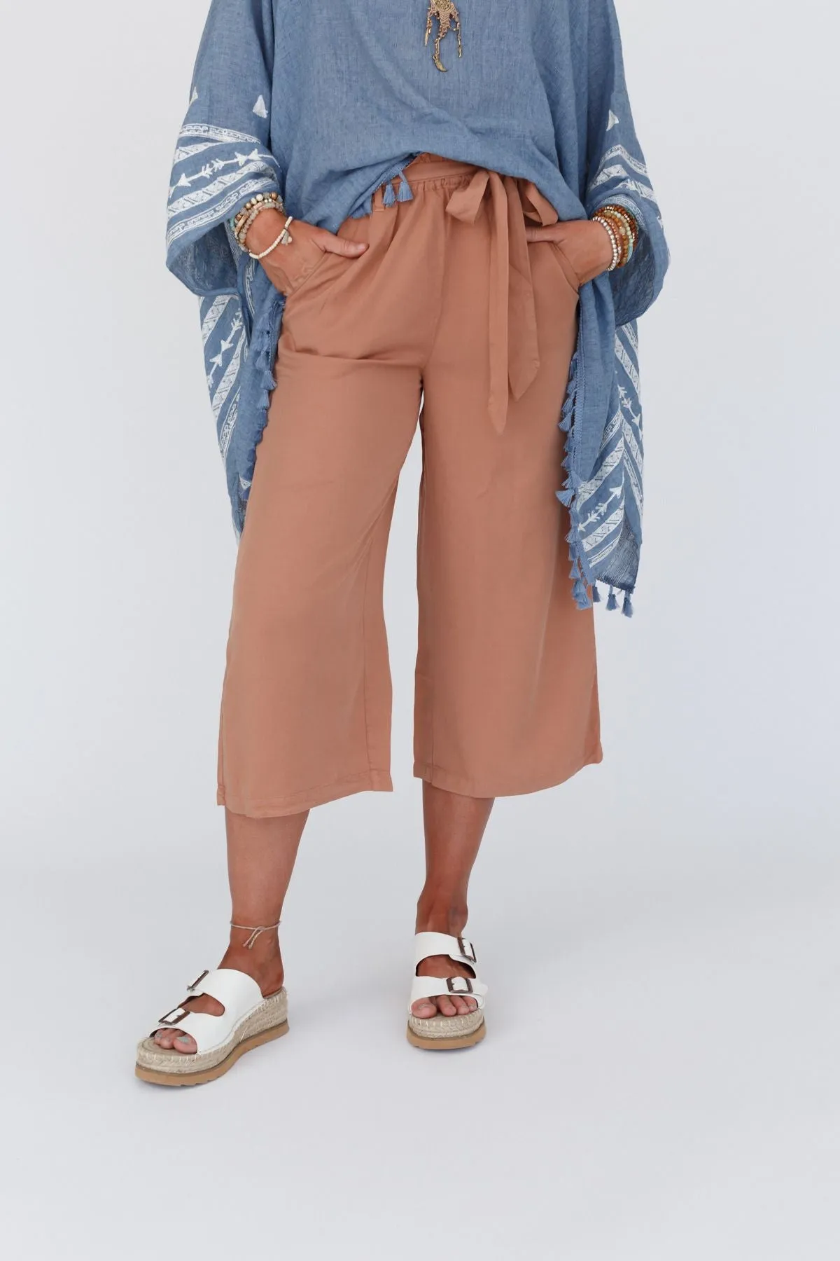 Harper Tie Waist Pants - Rust