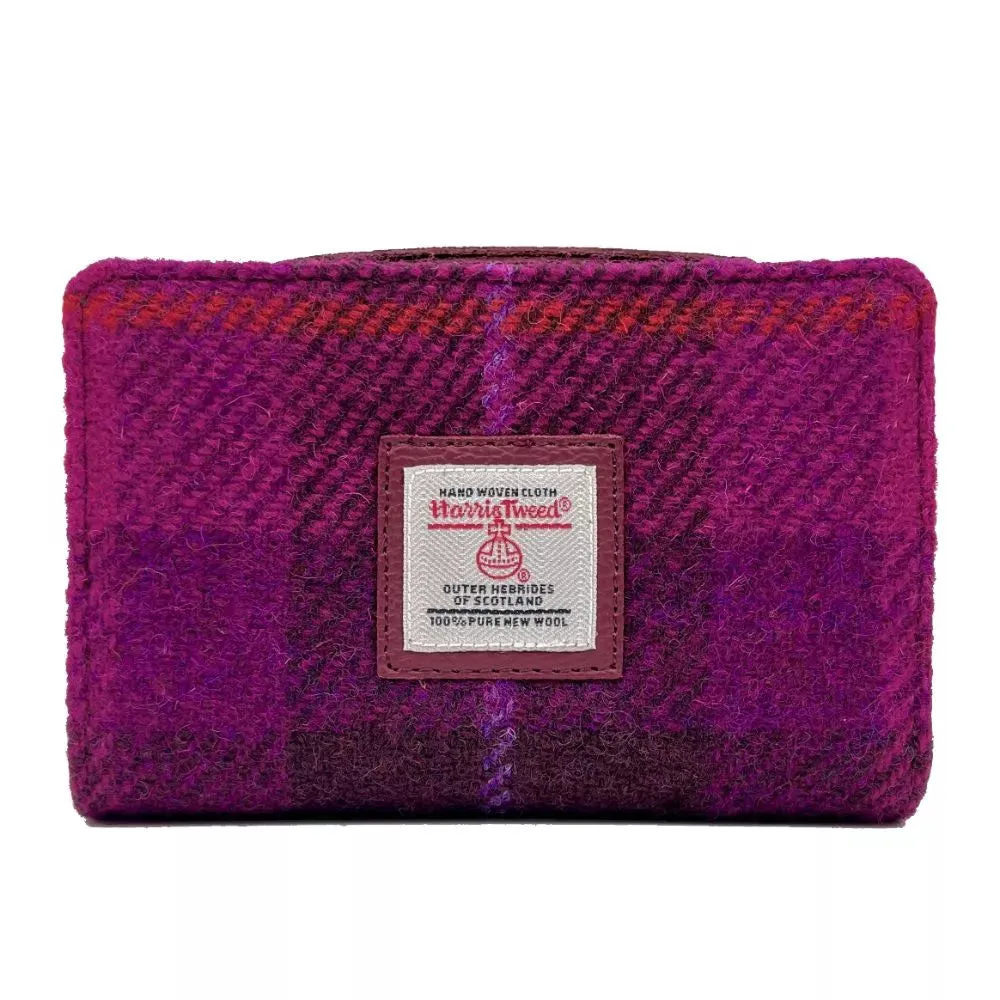 Harris Tweed Zip Purse - Purple Check