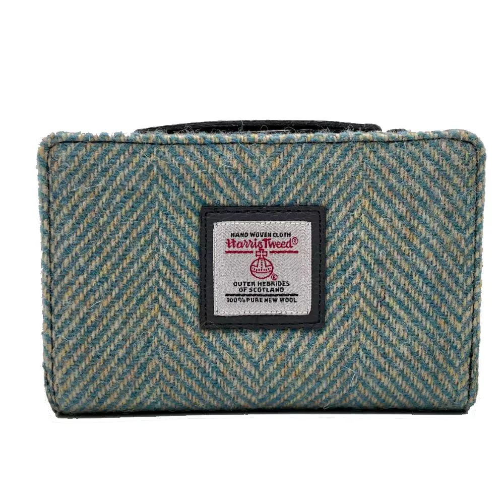 Harris Tweed Zip Purse - Turquoise Herringbone