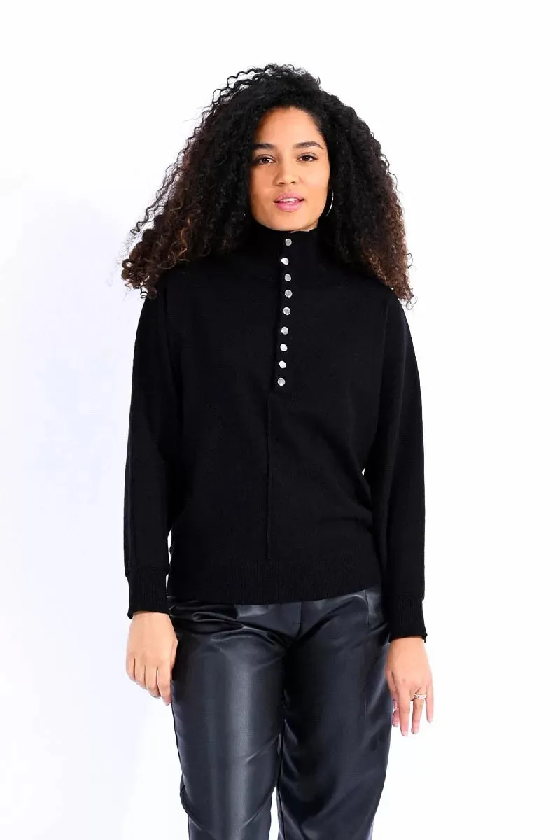 High Neck Buttoned Sweater