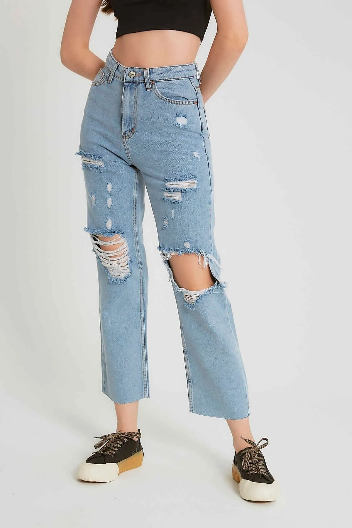 High Waist Ripped Jeans | NEW |