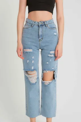 High Waist Ripped Jeans | NEW |