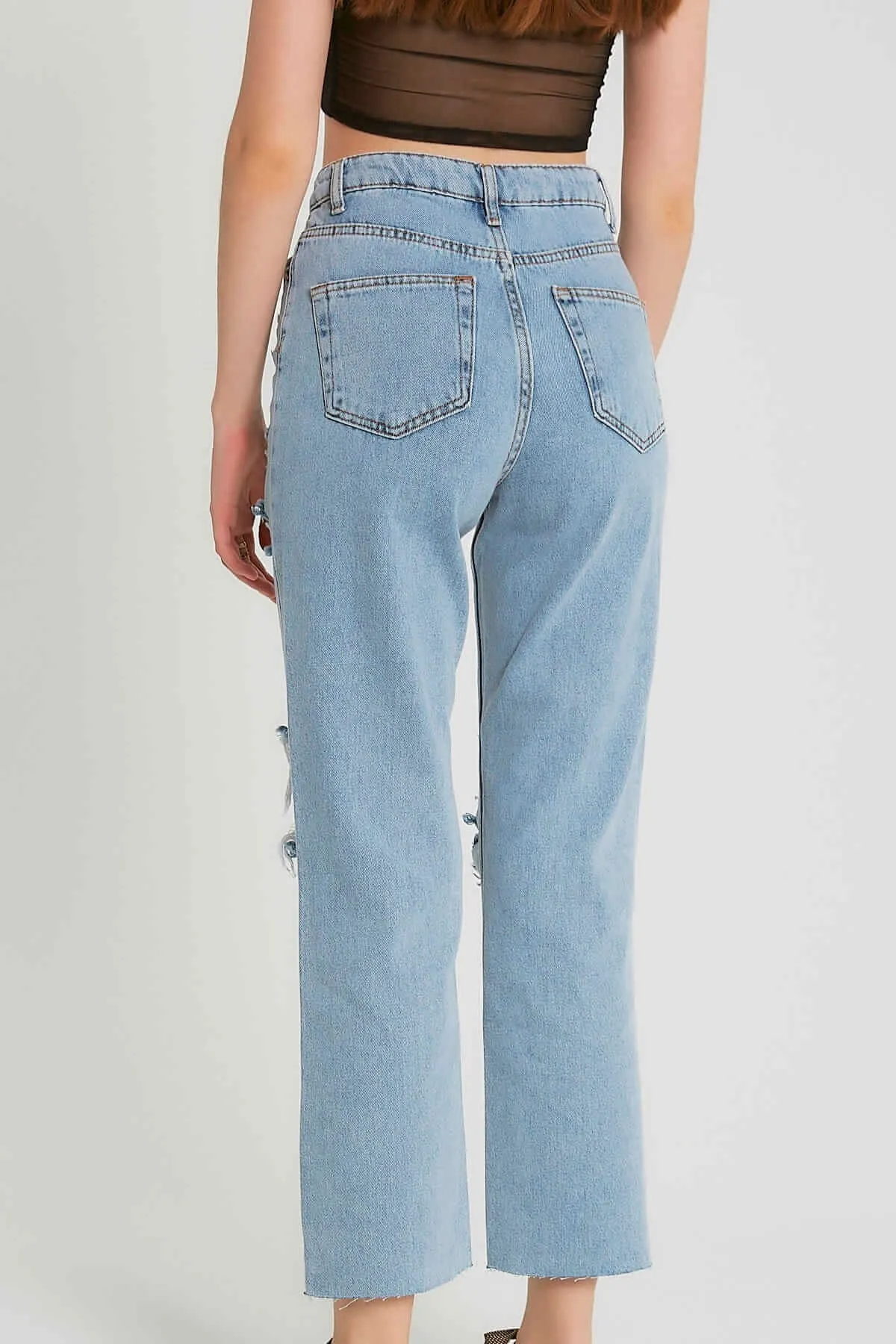 High Waist Ripped Jeans | NEW |