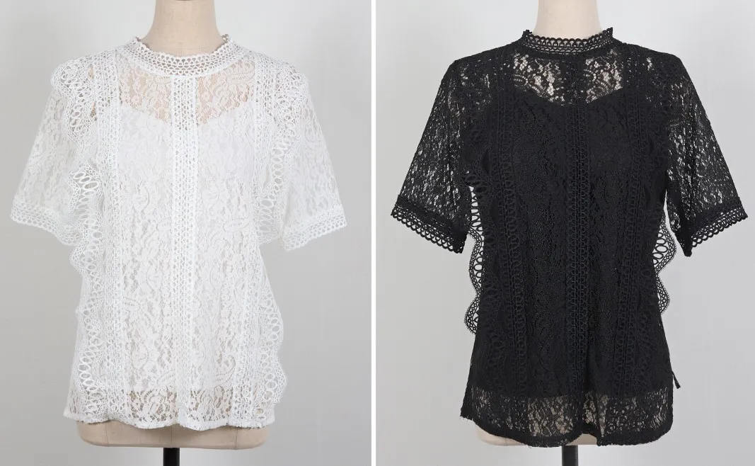 I AM MARI  |Short Sleeves Party Style Lace Office Style Elegant Style