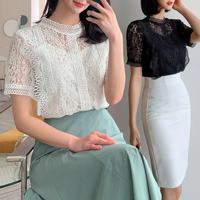 I AM MARI  |Short Sleeves Party Style Lace Office Style Elegant Style