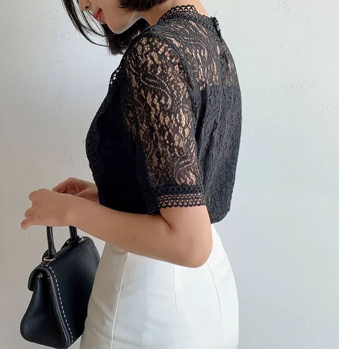 I AM MARI  |Short Sleeves Party Style Lace Office Style Elegant Style