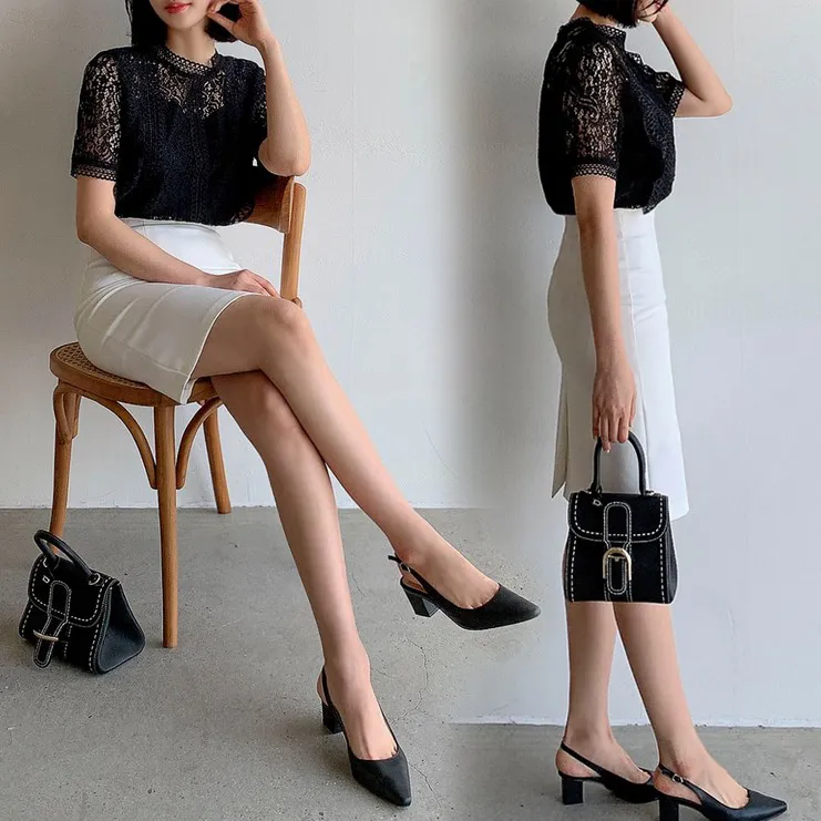 I AM MARI  |Short Sleeves Party Style Lace Office Style Elegant Style